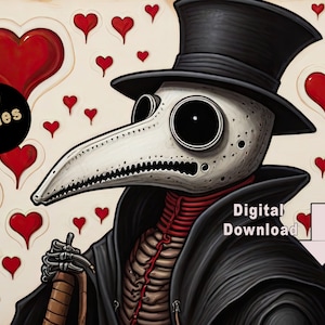 Gothic Love Postkarten Druck Makaber Art, Pestdoktor Schwarzer Humor, Geburtstagskarte Digital, Gothic Schlafzimmer Druck, Wohnheim Kunst,