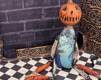 Muñeca de arte OOAK Calabaza, Escultura articulada de Halloween, Arte popular