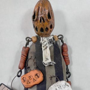 OOAK Art Doll Halloween Pumpkin Articulated Clay Folk Art Figure Whimsigoth home Gothic JOL Fall Home Decor, Halloween fan gift Primitive