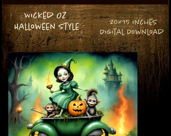 Halloween Wizard of Oz Digital Print Fantasy Art Instant Download | Printable Whimsigoth Home Decor | Halloween Lover Gift | Dorothy In OZ