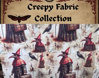 Plague Doctor Fabric: Macabre Victorian Gothic Quilt Cotton