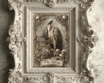 Impresión de la carta del Tarot del Buitre, Arte de Dark Academia Freak Show (Descarga digital), Arte mural con curiosidades coleccionables de Carnaval