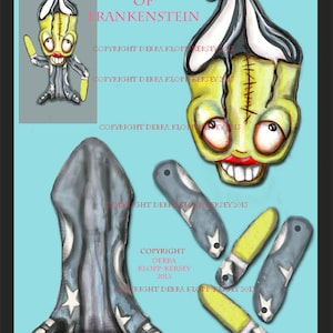 Original Kunst DIY Papier Puppe Braut von Frankenstein Monster Spielzeug E-Printable Goth Fun wunderlich artikulierte Spaß Sammlung Wand Kunst Jungen Mädchen