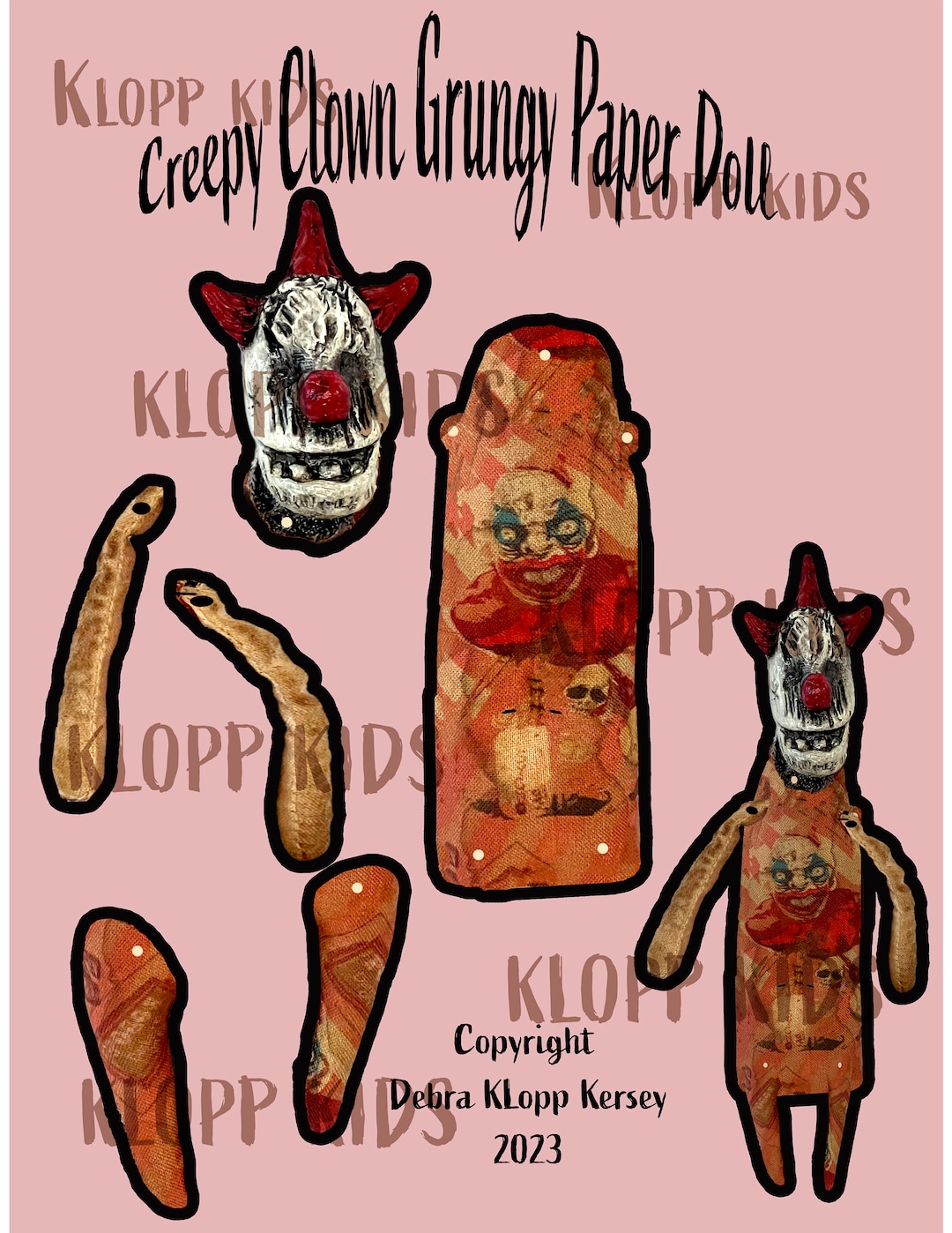 Digital DIY Printable Macabre Creepy Clown Paper Doll Gothic Etsy