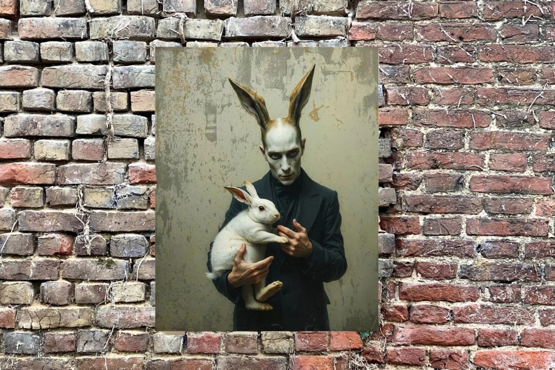 Dark Rabbit Gothic Print Creepy Magician Printable Macabre Art Digital ...