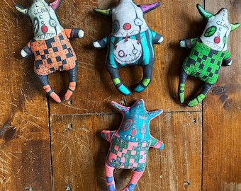 Cute and Creepy Clown Doll, Soft Dark Carnival PLushie, Circus Puzzle Doll, Unique Art Clown, Gothic Odd Weird STuff Gift for Doll Lovers