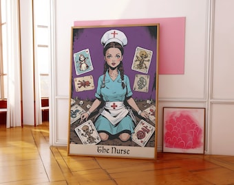 Nurse Poster designed as a Tarot Card Reading with Gothic Cards, Great gift for a Nursing Student or a Nurse who loves to read Tarot Cards