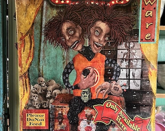 Conjoined Twins Vintage Style Freak Show Carnival Banner Circus or Halloween 2x3 feet Metal Grommets Original Art Limited Stock Witch Doctor