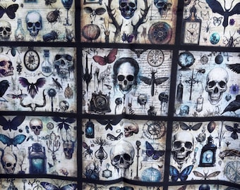 Dark Oddities Quilt Fabric: Weirdcore Gothic Halloween Design