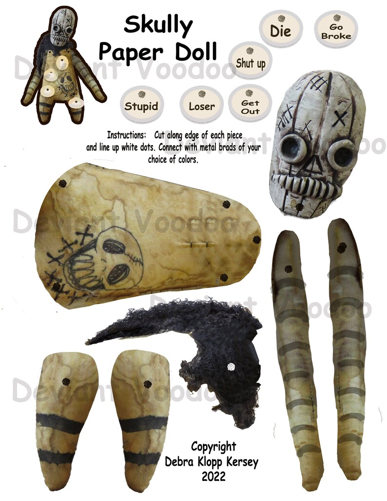 Digital DIY Printable Macabre Softie Paper Doll Voodoo Creepy Etsy