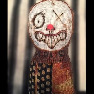 Creepy Cute Clown Pinback Gothic Original Art Tiny Doll Broach Accessories Hat Pin Wearable Art Dress UP Cos Play Collectible Gift Circus