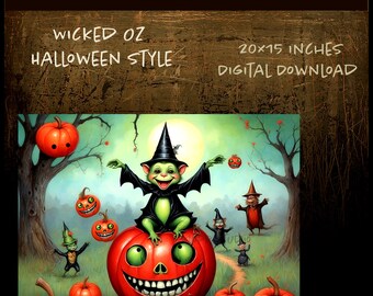 Wicked Wizard of Oz Digital Print Halloween Fun Instant Download DIY Printable Art Whimsigoth Home Decor | Halloween Lovers Gift | Fantasy