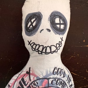 Customized Good Luck JuJu Voodoo Doll Gift for Her Popped Skull Pin Folk Magic Witchcraft BFF Gift image 2