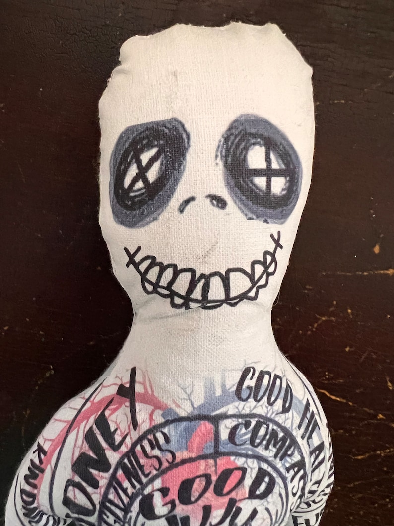 Customized Good Luck JuJu Voodoo Doll Gift for Her Popped Skull Pin Folk Magic Witchcraft BFF Gift image 2