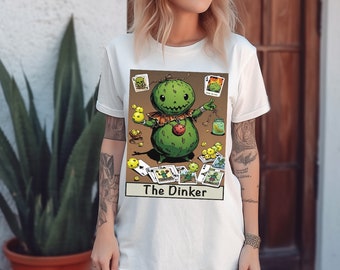 Pickle Ball T-Shirt Designed as a Funny Tarot card, Unisex and Relaxed fit from Comfort Color The Dinker Makes a great Gift for Dad or Son