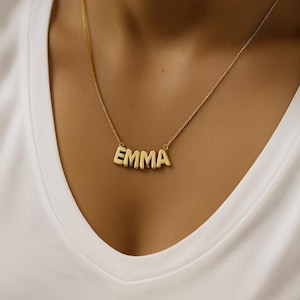 Collar con letra de burbuja 3D personalizado: colgante con nombre o número personalizado, regalo minimalista para ella o mamá.