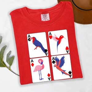t-shirt thème oiseau cadeau d'anniversaire pour elle oiseau pour lui t-shirt graphique oiseau cartes à jouer t-shirt amusant d'été pour petite amie t-shirt observateur d'oiseaux