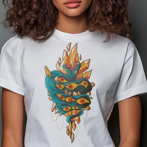 Mystic Eyes Graphic T-Shirt, Abstract Surreal Design Shirt For Art Lovers, Psychedelic Trippy Tee With Crystals, Unique Gift For Him Or Her