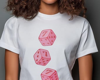 Lucky Pink Dice Graphic Tee: Retro Casino Unisex T-Shirt