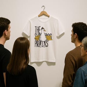 Camiseta divertida de gaviota pirata, camiseta con dibujo de pájaro, camiseta con humor náutico peculiar, regalo unisex para amantes de los animales y bromistas playeros.