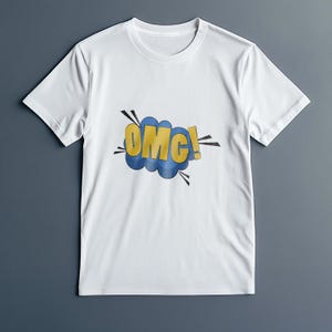 Camiseta estilo cómic OMG, divertida camiseta con gráficos de arte pop para hombre y mujer, con estilo retro de dibujos animados, regalo para fanáticos del cómic y amantes del humor.