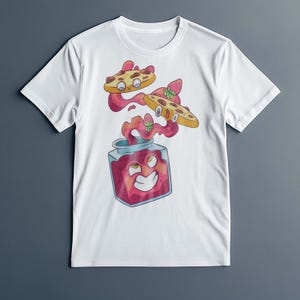 Camiseta de dibujos animados de galletas y mermelada, camiseta kawaii para amantes de los postres, divertida camiseta con gráficos de arte gastronómico, regalo retro de merienda dulce, camiseta unisex para amantes de la comida.