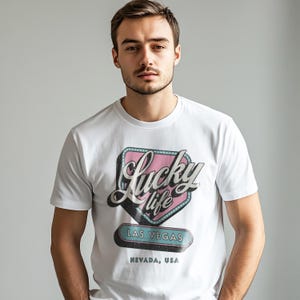 Lucky Life Las Vegas T-Shirt, Retro Nevada Casino Style Tee, Unisex Vintage Pastel Graphic Shirt, Gift For Gamblers And Vegas Lovers