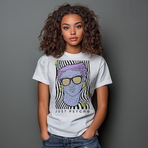 Camiseta de estatua psicodélica, camiseta con gráfico de arte pop psicodélico, camiseta unisex con ilusión óptica, regalo de mezcla de algodón para él y ella, top estilo vaporwave