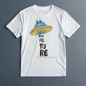 Grappig shirt zonder toekomstige alien, schattige ufo-cartoon graphic T-shirt, uniseks ruimteliefhebber T-shirt, retro sci-fi cadeau voor haar hem of Galaxy-fans