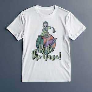 Skeleton Surfer T-Shirt: Funny Beach Graphic Tee - Retro Summer Gift