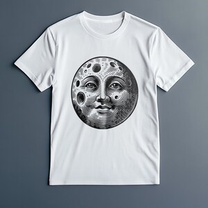 Vintage Moon Face T-Shirt, Celestial Retro Lunar Graphic Tee, Mystical Unisex Shirt, Gift For Her Him Astrology Or Gothic Art Lovers