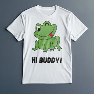 Camiseta divertida de rana con sapo verde guiñando el ojo, camiseta gráfica "Hola amigo", bonito regalo para amantes de los animales, camiseta unisex con un toque de fantasía.