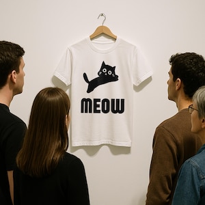 猫好きの方へのニャー黒猫Tシャツ、かわいい子猫のグラフィックTシャツ、動物好きの方やペットの飼い主さんへの面白いユニセックスシャツギフト