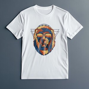 Retro Lion Head Shirt With Sunglasses, Vintage Sunset Graphic Tee, Cool Jungle King Unisex T-Shirt Gift For Animal Lovers, Him Or Her