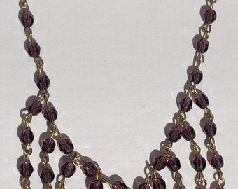 Amethyst Czech Glass Beads Gold Filled Shell Necklace