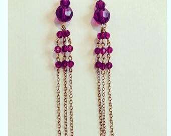 Fuschia Swarovski Crystal Drop Earrings