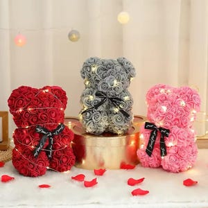 Artificial Rose Teddy Bear with 25cm Box