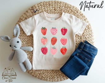 Aardbeien kinder T-shirt, schattig zomershirt aardbeien peuter, jeugd-T-shirt aardbeien, comfort kleuren T-shirt aardbeien, zomershirt