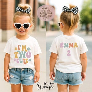 Two Cute Custom Name T-Shirt, 2nd Birthday Toddler Name Shirt, Second Birthday Gift, Cute Birthday Girl Kids Tee, 2nd Birthday Party Shirt