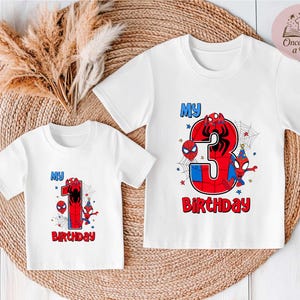 Birthday Boy T-shirt, Birthday Party Sweater, Custom Toddler Birthday Tee, Spiderman Family Sweatshirt, Superhero Birthday Boy T-Shirt