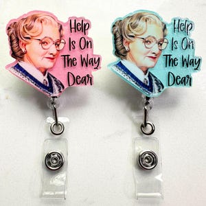 Funny &quot;Help is on the Way&quot; Badge Reel – Retractable ID Holder for OR Nurse, Tech, ER Staff – Cute Swivel or Belt Clip Badge Gift