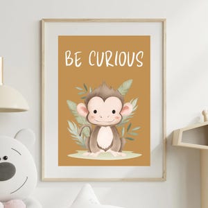 Monkey A3 Nursery Wall Art Printable Poster Digital Print