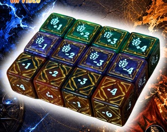 Riftbound TCG Buff Debuff Dice Set 12pc | Handmade Resin Dice Compatible with Riftbound (unofficial)