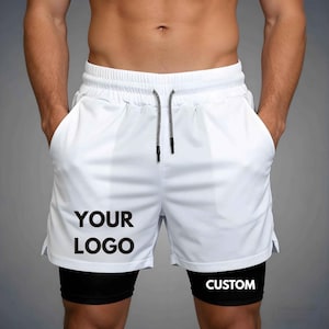 Shorts de compression personnalisés pour hommes | Shorts de gym double couche personnalisés | Shorts de sport à séchage rapide | Vêtements de fitness et de course à pied avec logo personnalisé