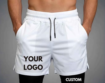 Custom Men's Compression Shorts | Personalized Double Layer Gym Shorts | Quick Dry Athletic Sports Shorts | Custom Logo Fitness Running Wear
