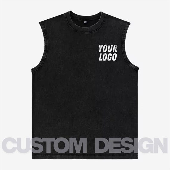 Custom Vintage Tank Top | Personalized Sleeveless Gym Vest | Logo or Design Cotton Unisex Streetwear Tee Shirt | Front & Back Print