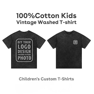 Custom Kids Vintage Washed T-Shirt | Personalized Oversized Cotton Tee | Unisex Boys & Girls Shirt Gift | DIY Front and Back Print