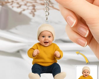 Custom Photo Acrylic Keychain – Personalized Clear Keyring with Pet, Baby, Couple, Family Picture – Gift for Dog Lovers, Parents, Friends