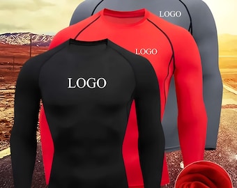 Men’s Custom Compression Shirt Long Sleeve Rash Guard | Personalised Logo Gym Top | Quick Dry Athletic Running T-Shirt | Front & Back Print