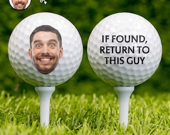 Custom Face Golf Ball with Text – Personalized Funny Gift for Him | If Found Return to This Guy | Golf Gift for Men | Single or Bundle Sets